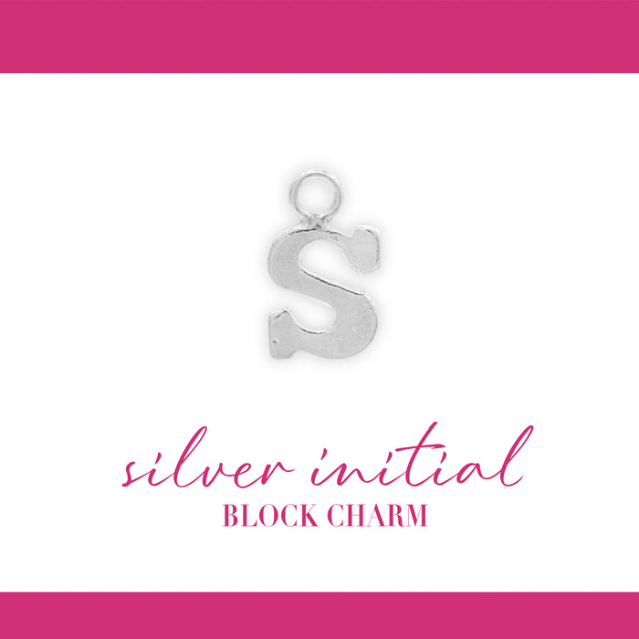 Initial Block Charm | 8mm | .925 Sterling Silver