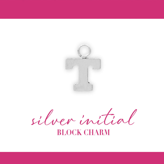 Initial Block Charm | 8mm | .925 Sterling Silver