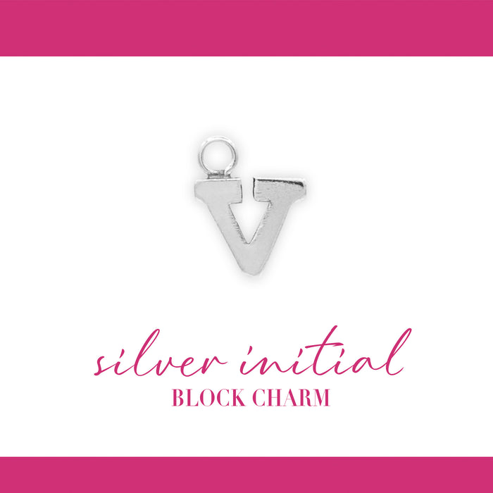 Initial Block Charm | 8mm | .925 Sterling Silver