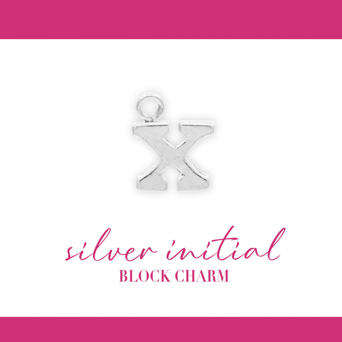 Initial Block Charm | 8mm | .925 Sterling Silver