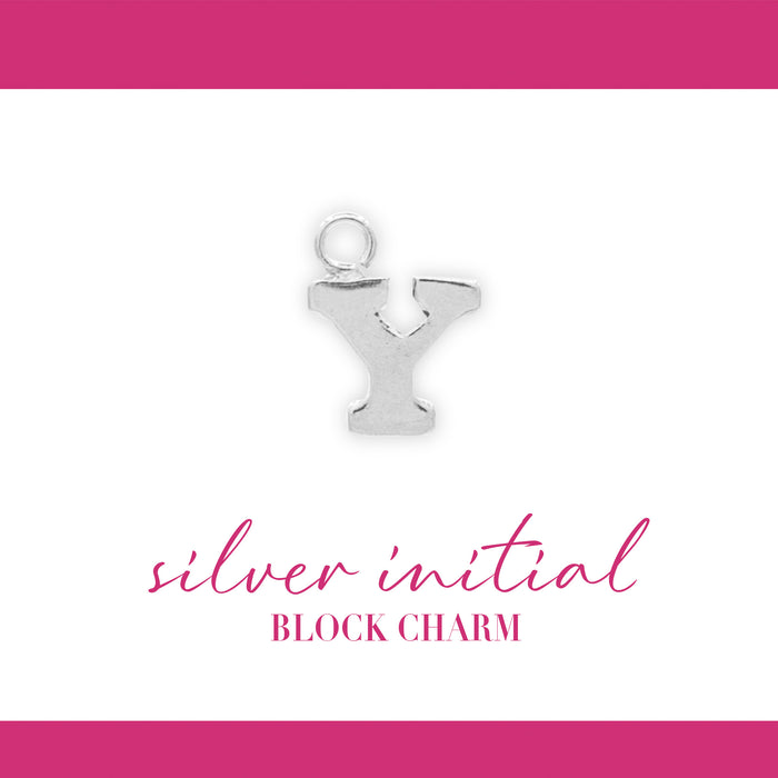 Initial Block Charm | 8mm | .925 Sterling Silver