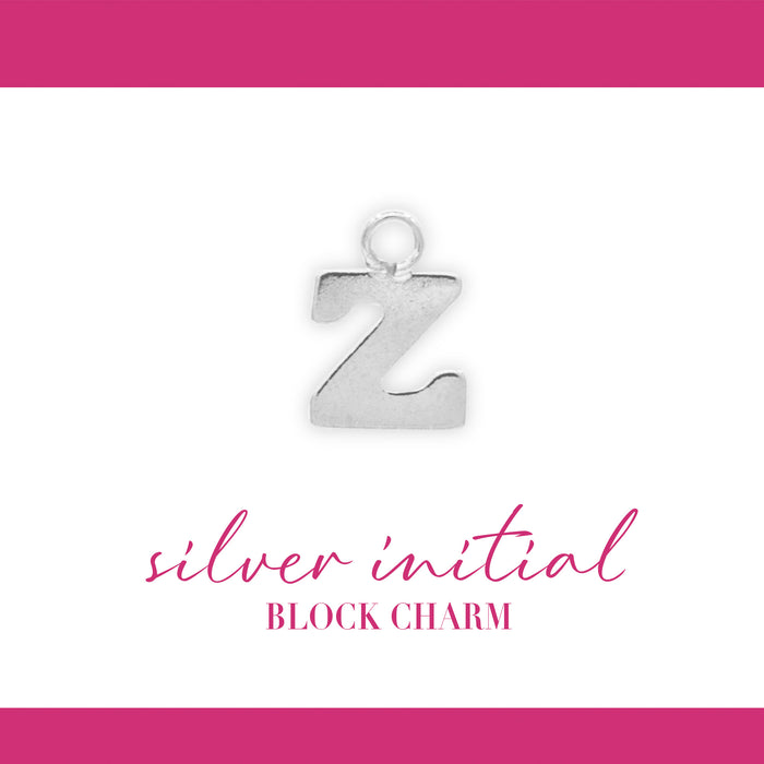 Initial Block Charm | 8mm | .925 Sterling Silver