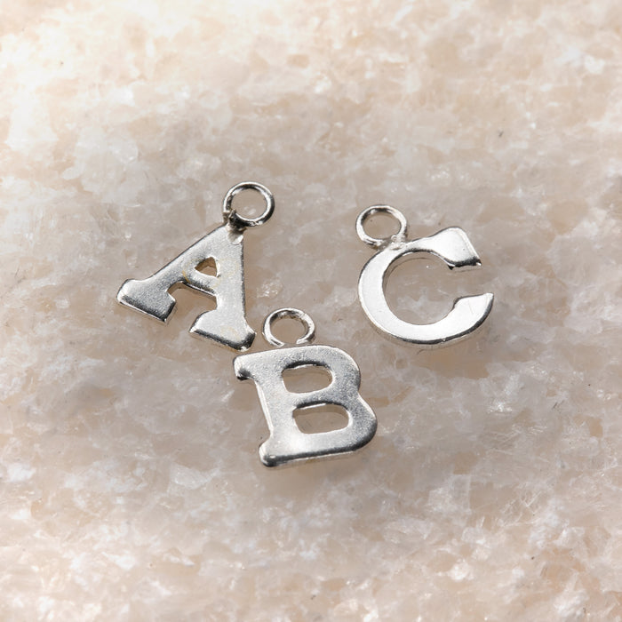 Initial Block Charm | 8mm | .925 Sterling Silver