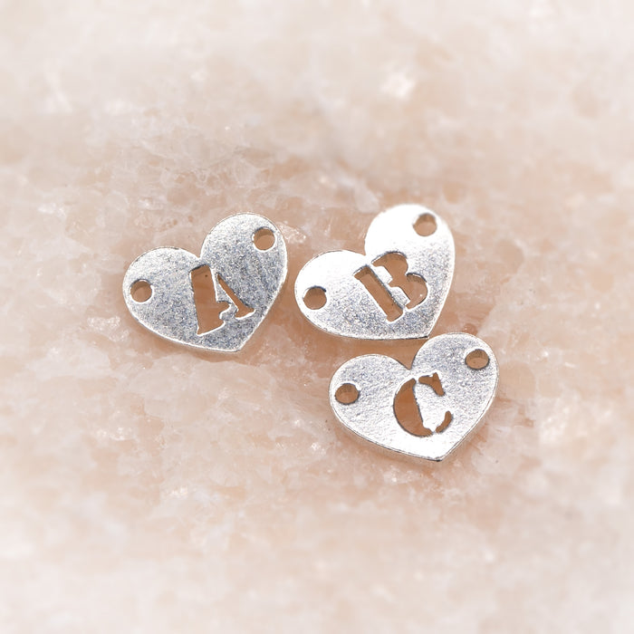 Initial Heart Connectors | 7.8mm | .925 Sterling Silver