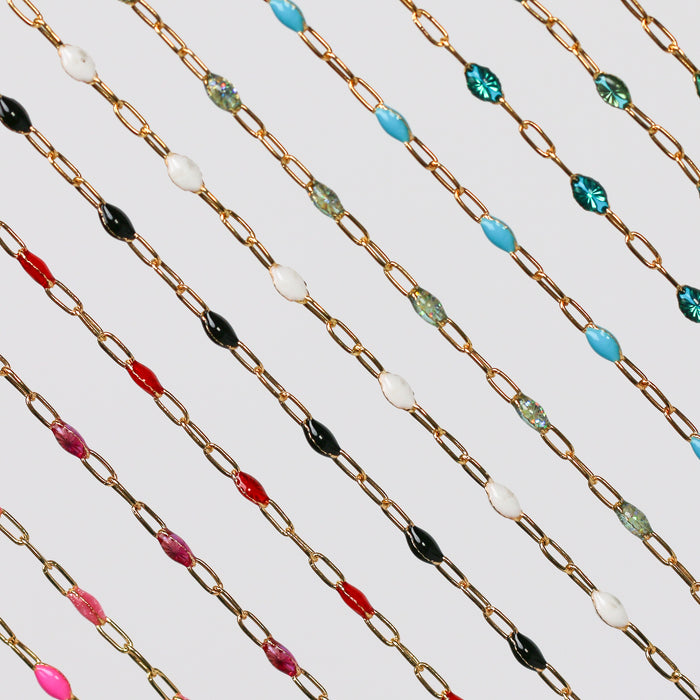 Silvia Permanent Jewelry Chain, Enamel Cable Links, Available in Multiple Colors, Gold Filled and Sterling Silver