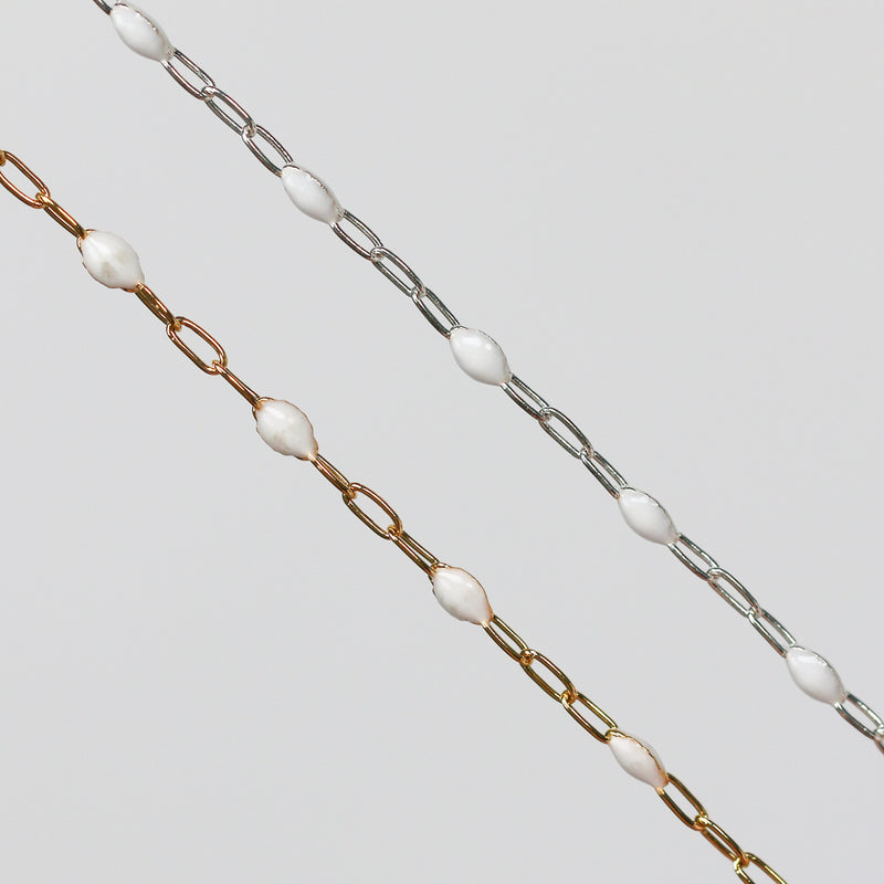 Silvia Permanent Jewelry Chain, Enamel Cable Links, Available in Multiple Colors, Gold Filled and Sterling Silver