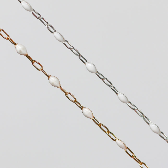 Silvia Permanent Jewelry Chain, Enamel Cable Links, Available in Multiple Colors, Gold Filled and Sterling Silver