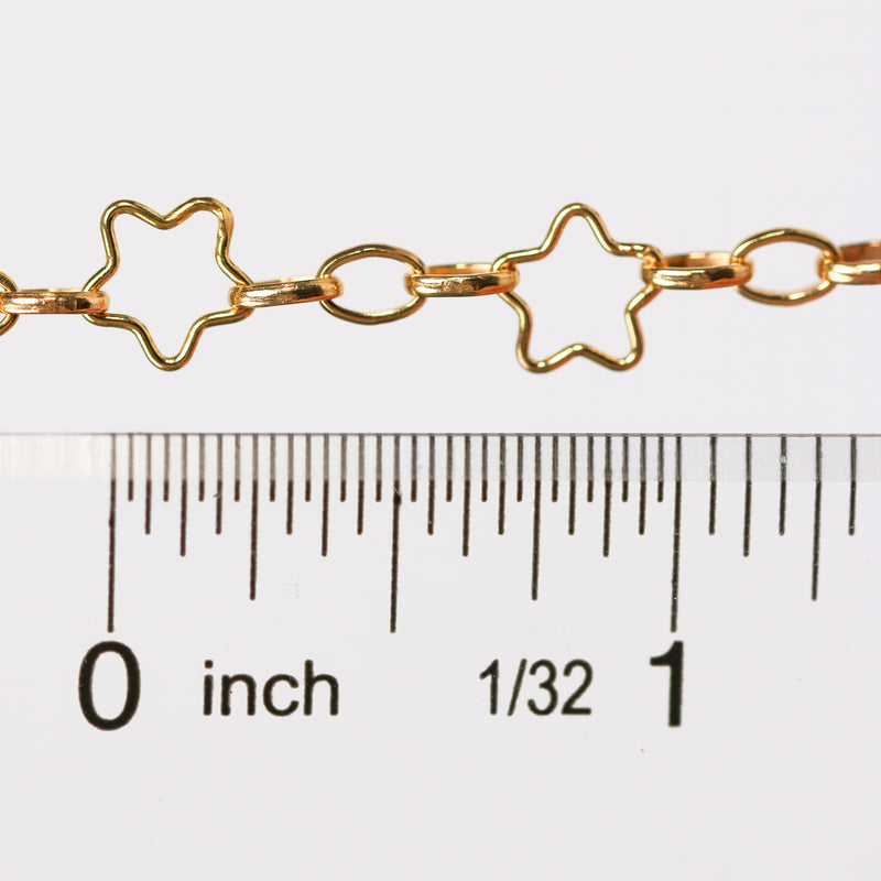 Stella Permanent Jewelry Chain, Star Design, Alternating Oval Links, Available in Gold Filled and Sterling Silver