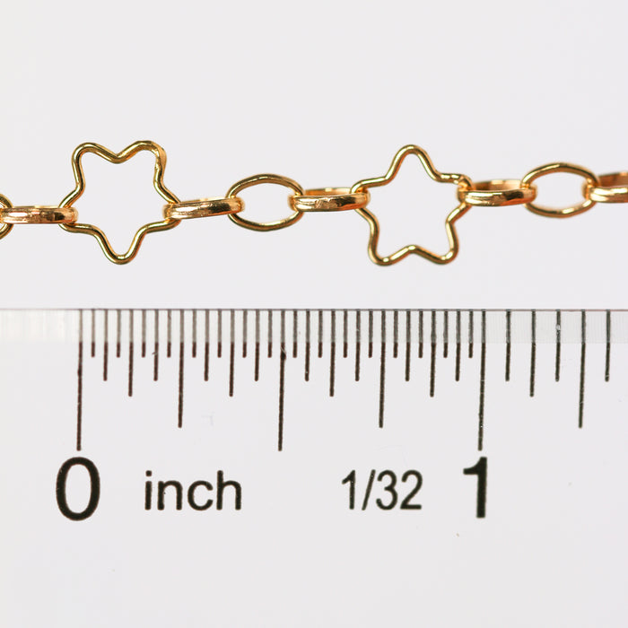 Stella Permanent Jewelry Chain, Star Design, Alternating Oval Links, Available in Gold Filled and Sterling Silver