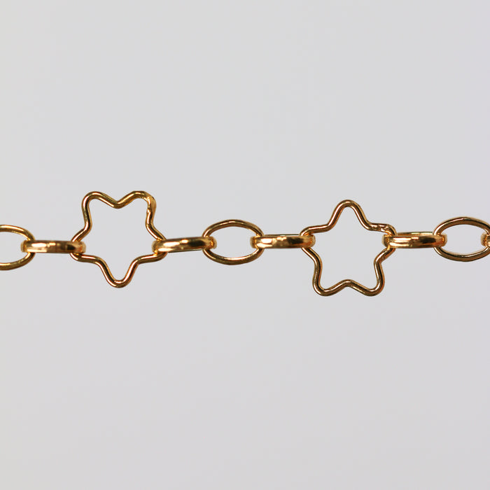 Stella Permanent Jewelry Chain, Star Design, Alternating Oval Links, Available in Gold Filled and Sterling Silver