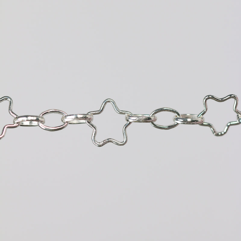 Stella Permanent Jewelry Chain, Star Design, Alternating Oval Links, Available in Gold Filled and Sterling Silver