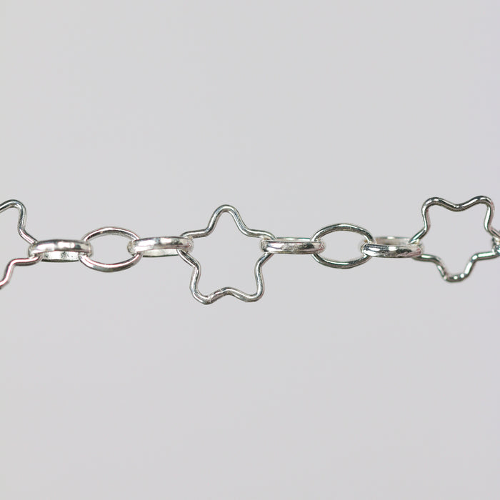 Stella Permanent Jewelry Chain, Star Design, Alternating Oval Links, Available in Gold Filled and Sterling Silver