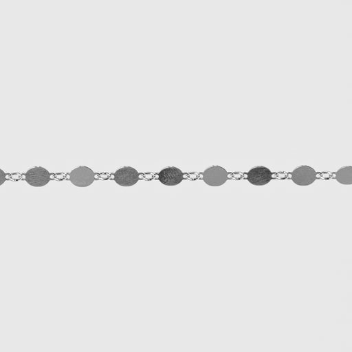 Silver disk chain on a light gray background