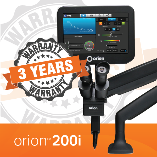 Orion 200i with a 3 year warranty badge over it.