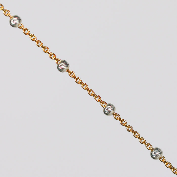 Teresa Permanent Jewelry Chain, Silver Bead Design, Cable Links, Available in Gold Filled with Sterling Silver Beads