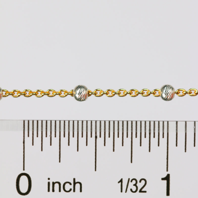 Teresa Permanent Jewelry Chain, Silver Bead Design, Cable Links, Available in Gold Filled with Sterling Silver Beads