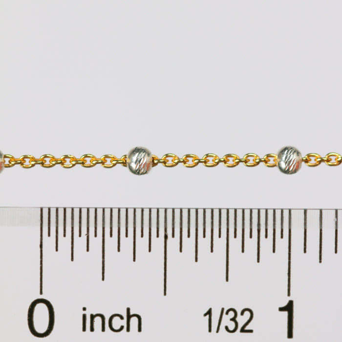 Teresa Permanent Jewelry Chain, Silver Bead Design, Cable Links, Available in Gold Filled with Sterling Silver Beads