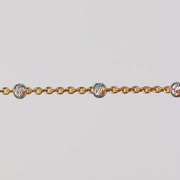 Teresa Permanent Jewelry Chain, Silver Bead Design, Cable Links, Available in Gold Filled with Sterling Silver Beads