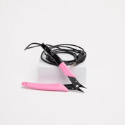 The black grounding cable for the pliers is shown coiled up neatly between both handles on the pliers