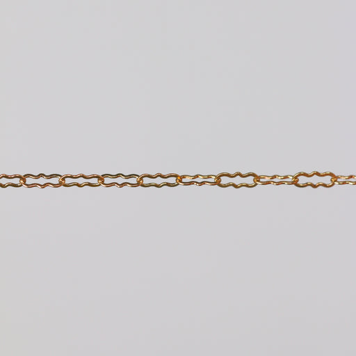 Gold permanent jewelry chain with crinkled links