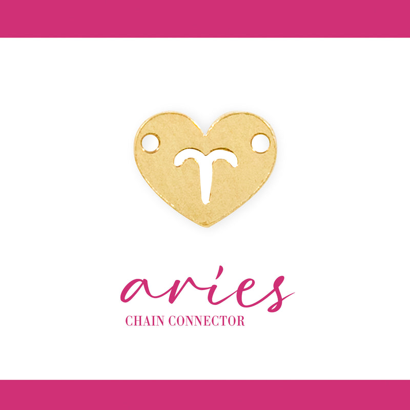 Zodiac Heart Connectors | 7.8mm | 14K Gold Filled Yellow