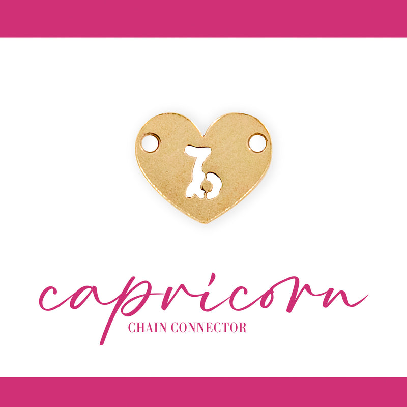 Zodiac Heart Connectors | 7.8mm | 14K Gold Filled Yellow