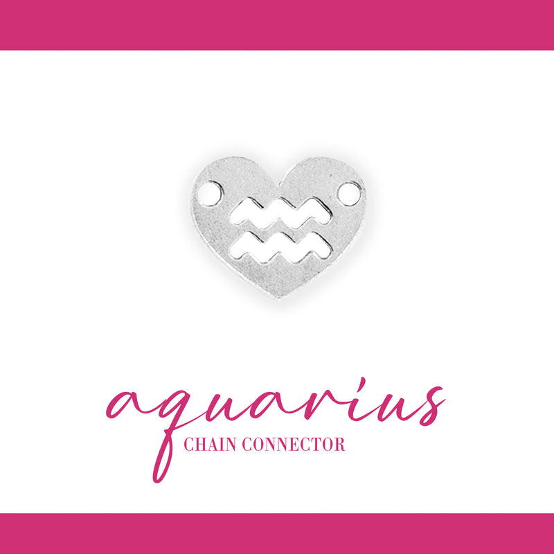 Zodiac Heart Connectors | 7.8mm | .925 Sterling Silver