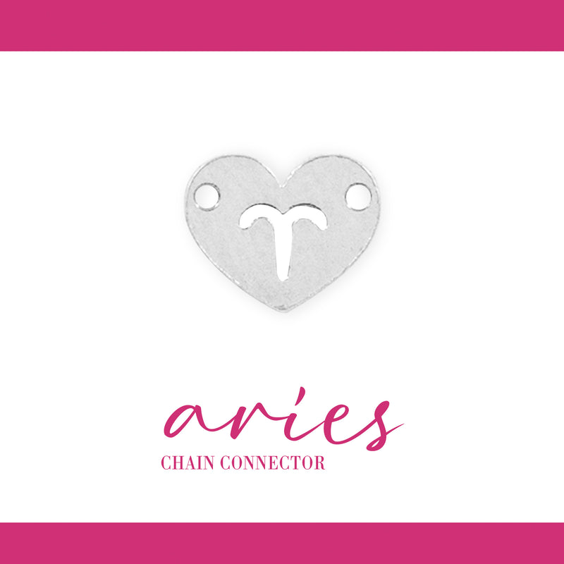 Zodiac Heart Connectors | 7.8mm | .925 Sterling Silver
