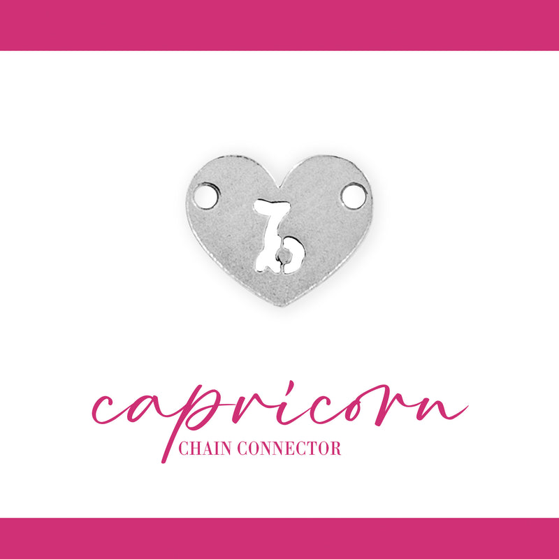 Zodiac Heart Connectors | 7.8mm | .925 Sterling Silver