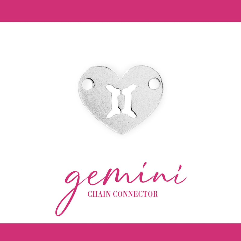 Zodiac Heart Connectors | 7.8mm | .925 Sterling Silver