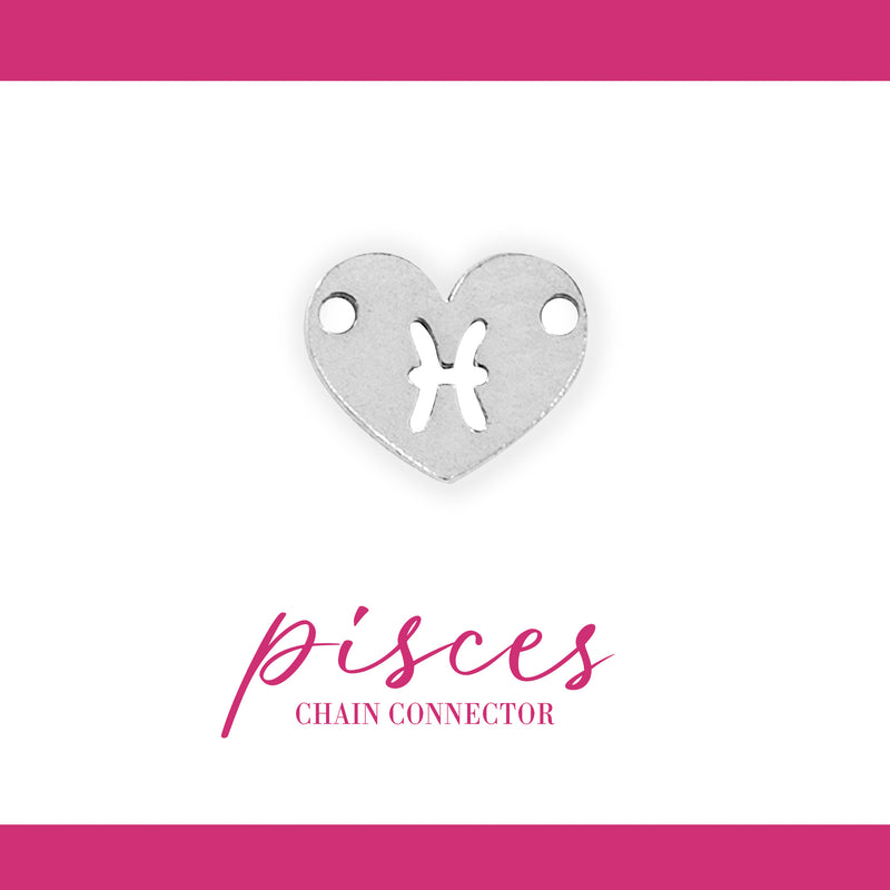 Zodiac Heart Connectors | 7.8mm | .925 Sterling Silver