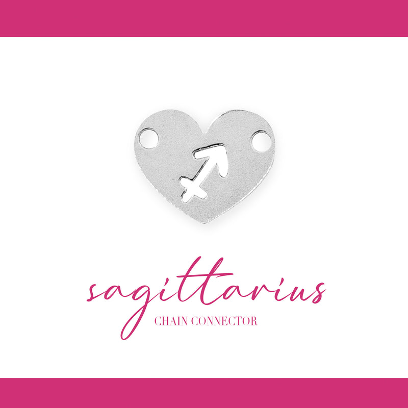 Zodiac Heart Connectors | 7.8mm | .925 Sterling Silver