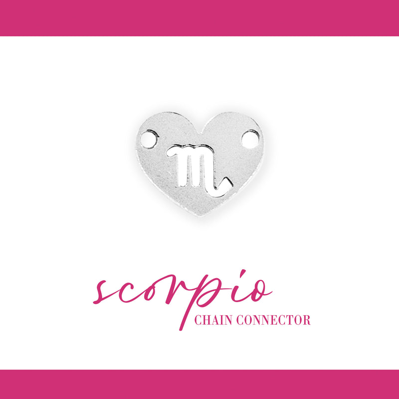 Zodiac Heart Connectors | 7.8mm | .925 Sterling Silver