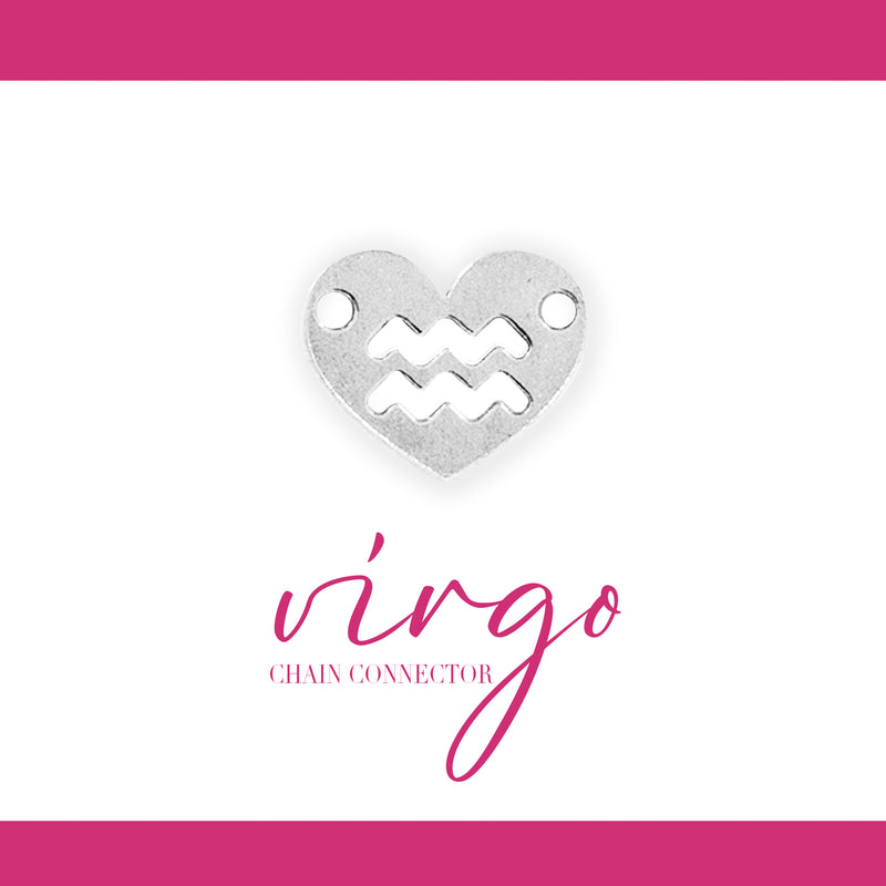Zodiac Heart Connectors | 7.8mm | .925 Sterling Silver