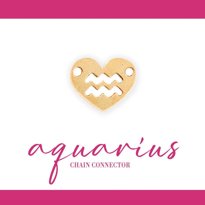 Zodiac Heart Connectors | 7.8mm | 14K Gold Filled Yellow
