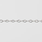 Twisty Silver chain on a gray background.