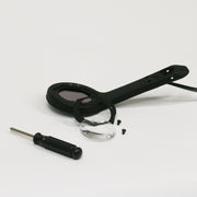 See the removable 4X magnification lens for the eclips permanent jewelry welder safety optics.
