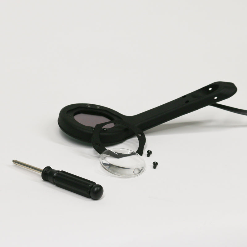See the removable 4X magnification lens for the eclips permanent jewelry welder safety optics.