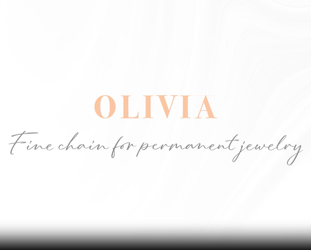 Olivia fine cable chain for permanent jewelry rotating and showing all available options for sale
