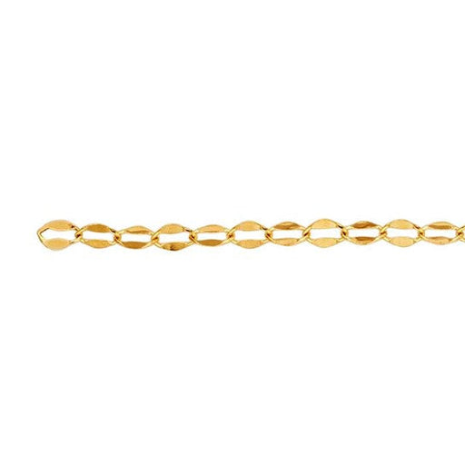 A 14k yellow gold dapped oval cable chain.
