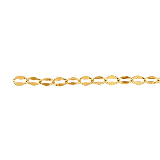 A 14k yellow gold dapped oval cable chain.