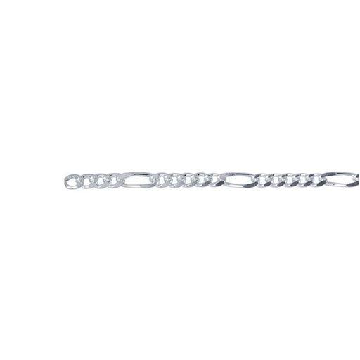 A sterling silver Figaro chain with one larger link and five smaller links, twisted to lie flat.