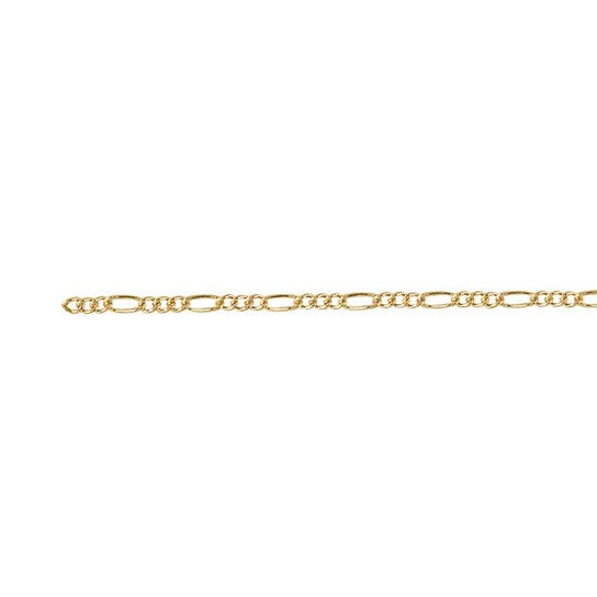 A gold-filled yellow Figaro chain bracelet with a twisted link design.