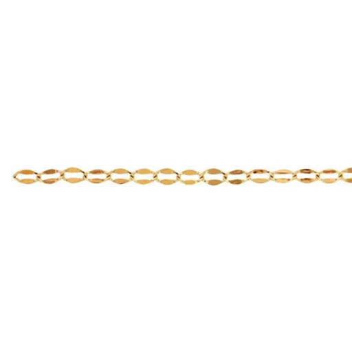 A close-up image of a 14/20 gold filled yellow chain with dapped oval links.