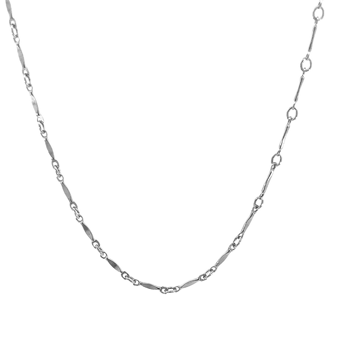 A sterling silver dapped bar and link chain for bracelets and necklaces.